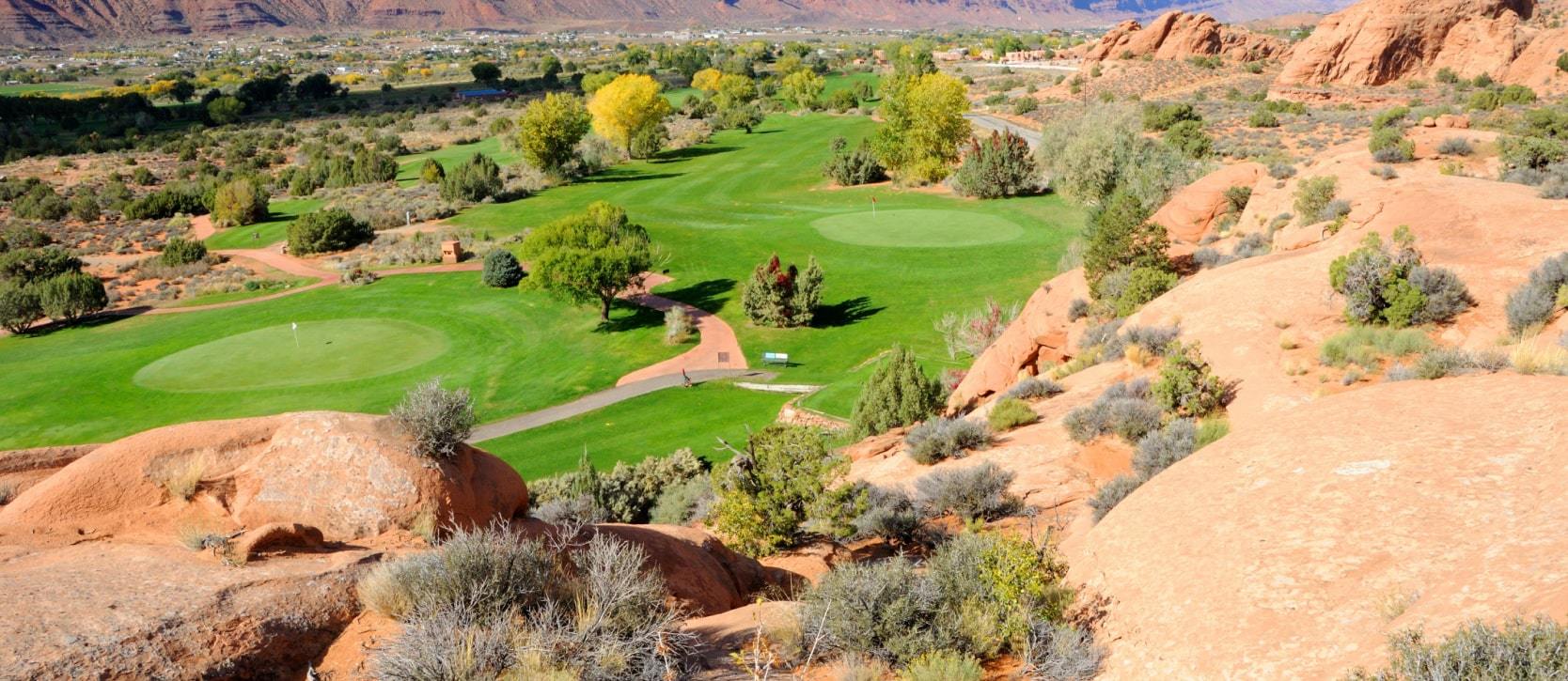 Panoramic shot of golf course in Southern Utah
